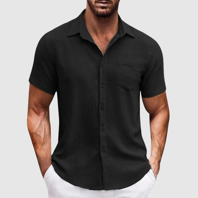 Green Horizon Bay men's casual shirt, a comfortable and stylish summer top for relaxed wear.