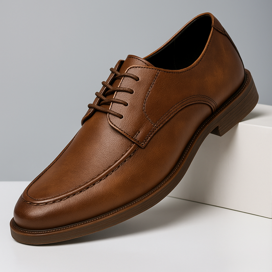 Men's Hudson classic black polished leather lace-up dress shoes, perfect for formal and business attire.