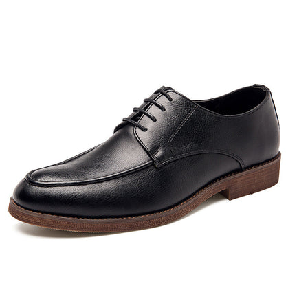 Versatile Men's Hudson polished black leather lace-up dress shoes, ideal for formal, business, and office attire.