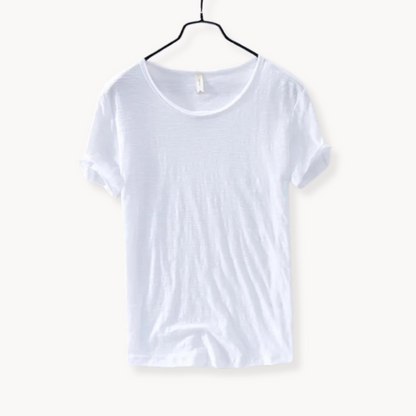 Lightweight men's casual button-up shirt in solid color, comfortable for everyday & warm weather.