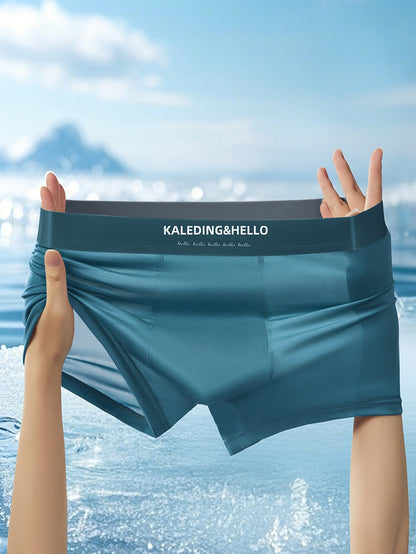 Breathable men's ice silk boxer briefs, 3-pack. Ultra-cooling, anti-chafe comfort underwear for daily wear.