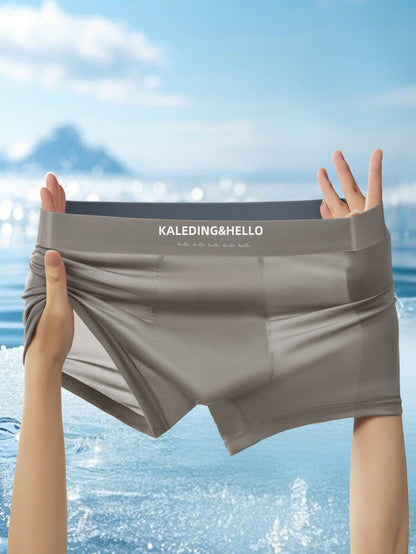 Men's underwear 3-pack: ice silk boxer briefs with ultra-cooling, anti-chafe, & breathable features.