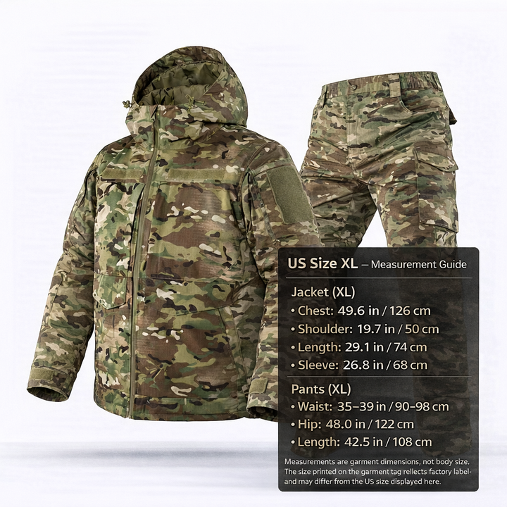 Heavy duty insulated camo winter suit for men's extreme cold protection