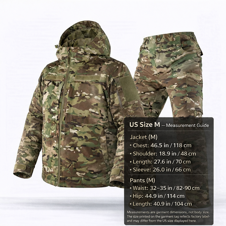 Men's hunting workwear: insulated camo hoodie and matching durable pants