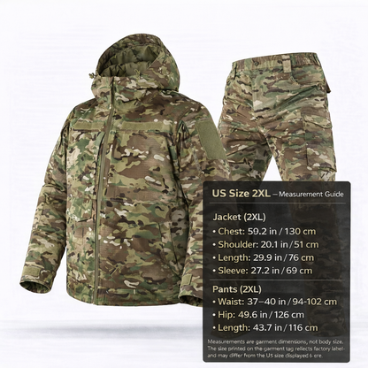 Thermal camouflage jacket and insulated pants set for men's winter use