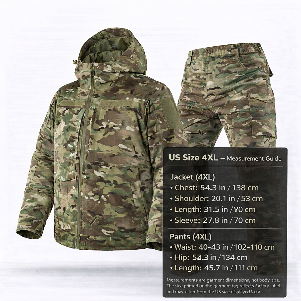Insulated men's camo outfit, perfect for hunting, fishing, or outdoor work