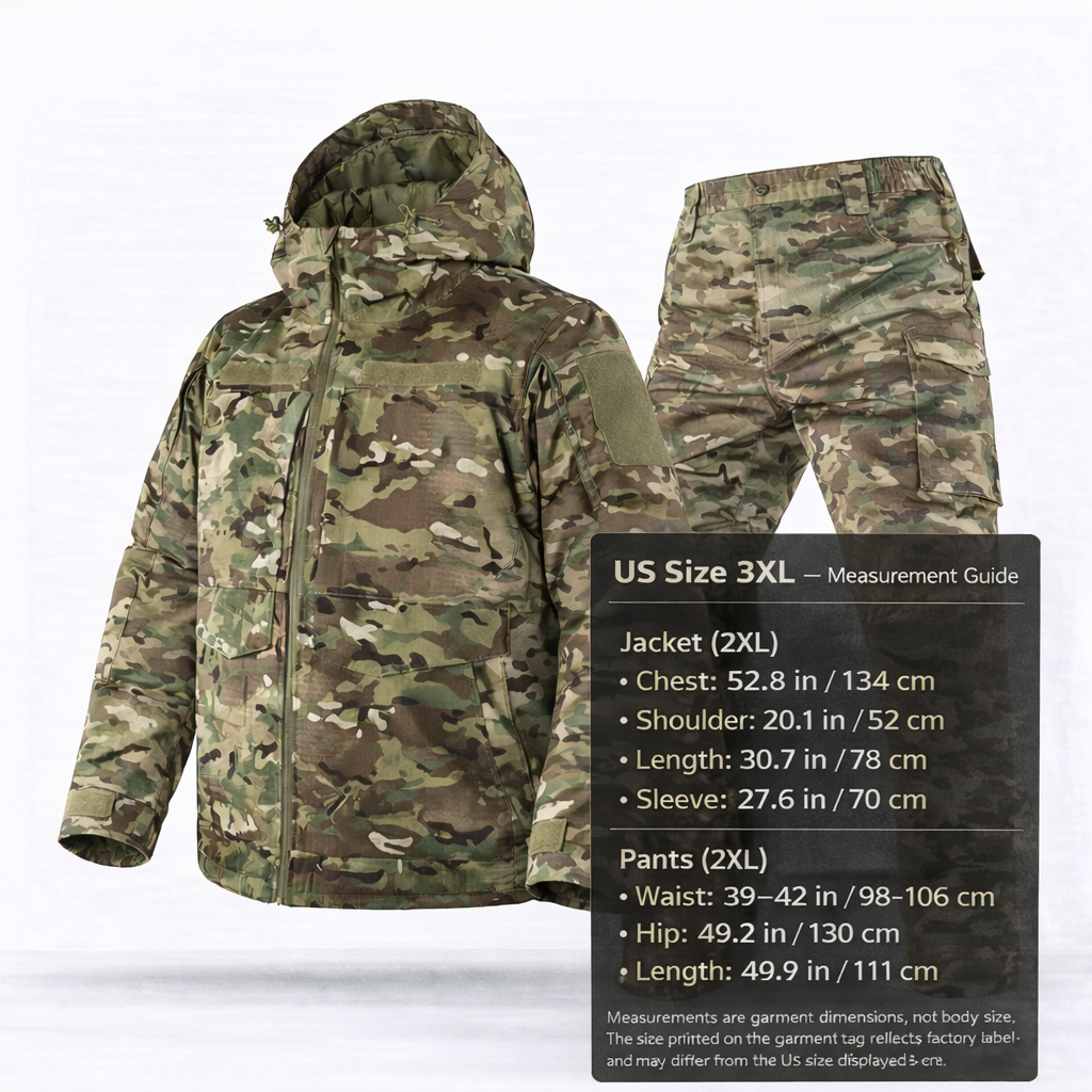 Men's cold weather camouflage suit, insulated hoodie & pants for outdoor activities