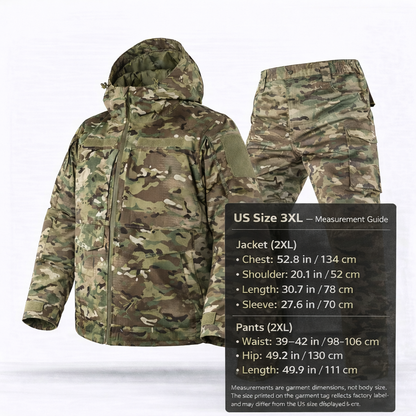 Men's cold weather camouflage suit, insulated hoodie & pants for outdoor activities