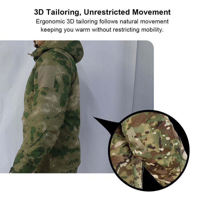 Outdoor camouflage winter suit for men, insulated heavy duty apparel