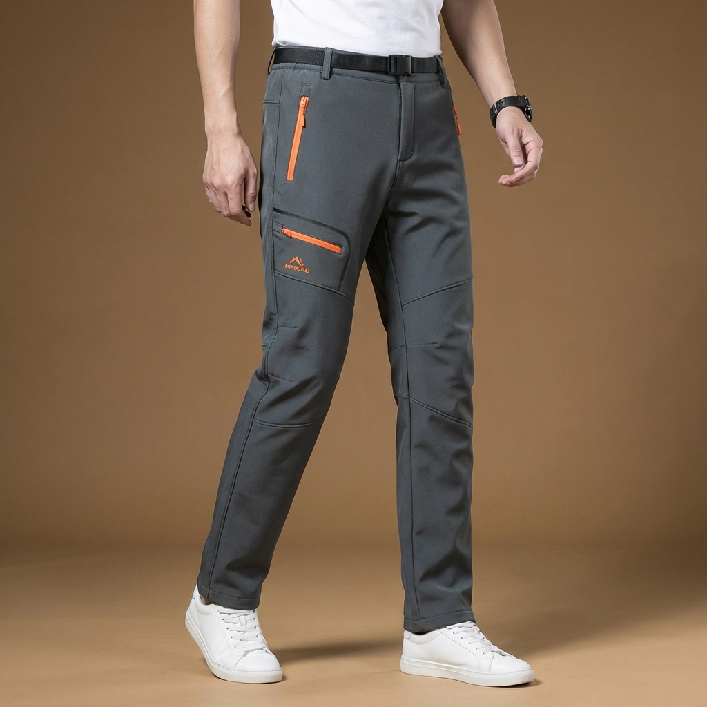 Durable men's activewear trousers, insulated for cold weather sports & functional winterwear.