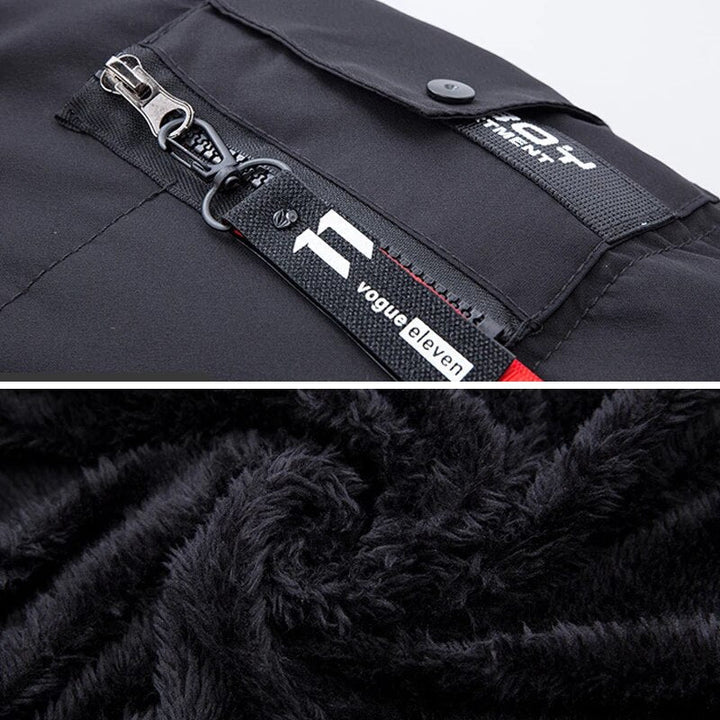 Stylish men's winter parka with a warm insulated hood. Perfect for extreme cold weather fashion.