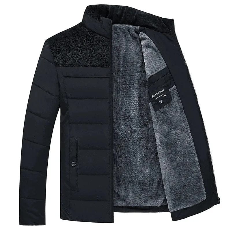 Durable men's insulated tech jacket, a warm quilted winter outerwear for extreme cold weather.