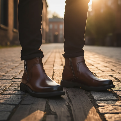 Elegant men's dress boots by Ironwood, featuring a convenient side zip for comfort and easy wear.