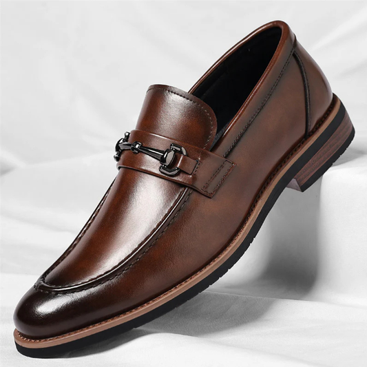 Men's Italian leather loafers for sleek everyday comfort. Slip-on design, durable sole.