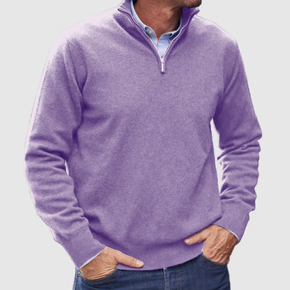 Men's Italian zipper sweater in a premium knit, offering elegant style & comfort for versatile wear.