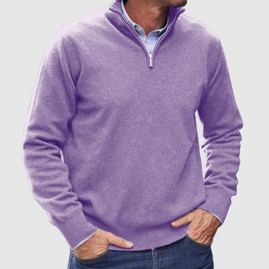 Men's Italian zipper sweater in a premium knit, offering elegant style & comfort for versatile wear.