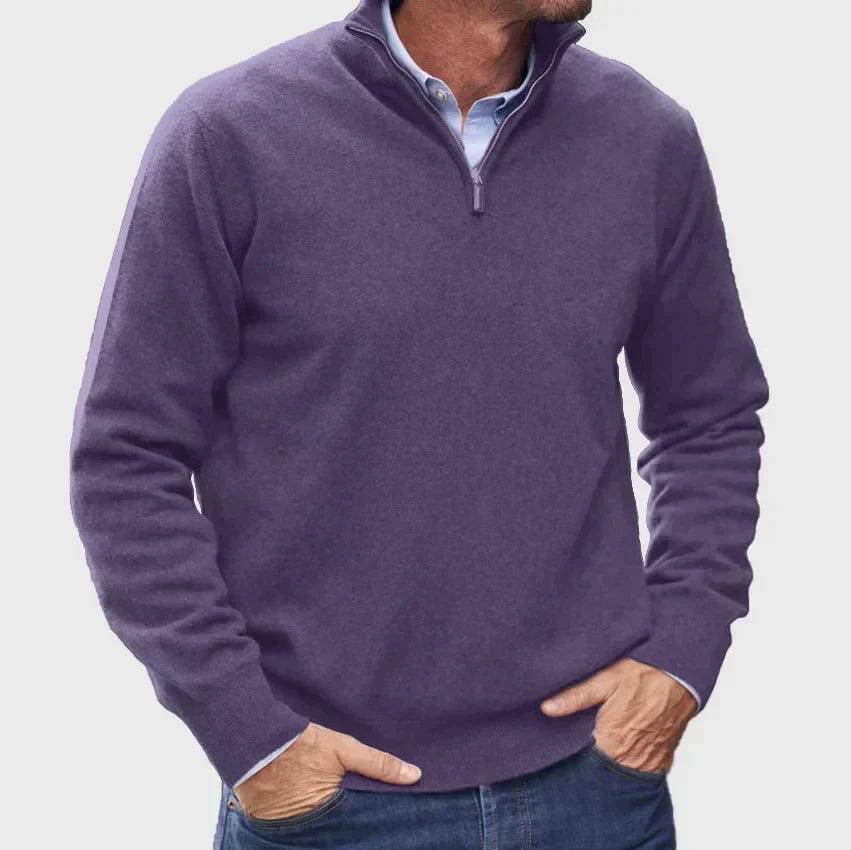 Stylish men's long-sleeve zipper sweater with Italian design, perfect for office fashion & casual wear.