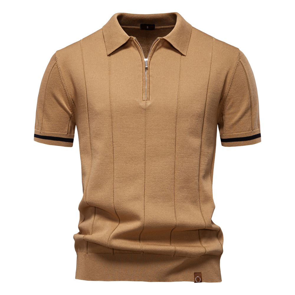 Ribbed men's polo shirt by Jacques Remy, short-sleeve and comfortable for casual summer style.