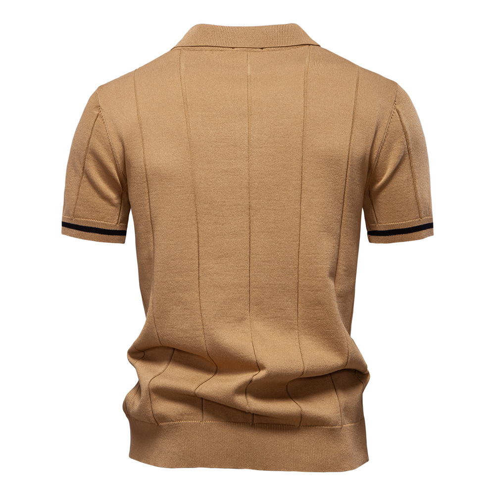 Men's Jacques Remy short-sleeve polo, ribbed texture and zip collar for a modern casual look.