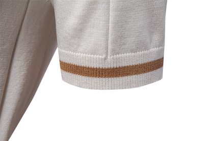 Smart casual men's ribbed polo shirt, Jacques Remy branded, with a stylish zip collar.