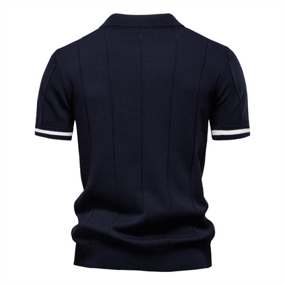 Versatile men's Jacques Remy ribbed polo shirt, perfect for casual or smart-casual everyday fashion.