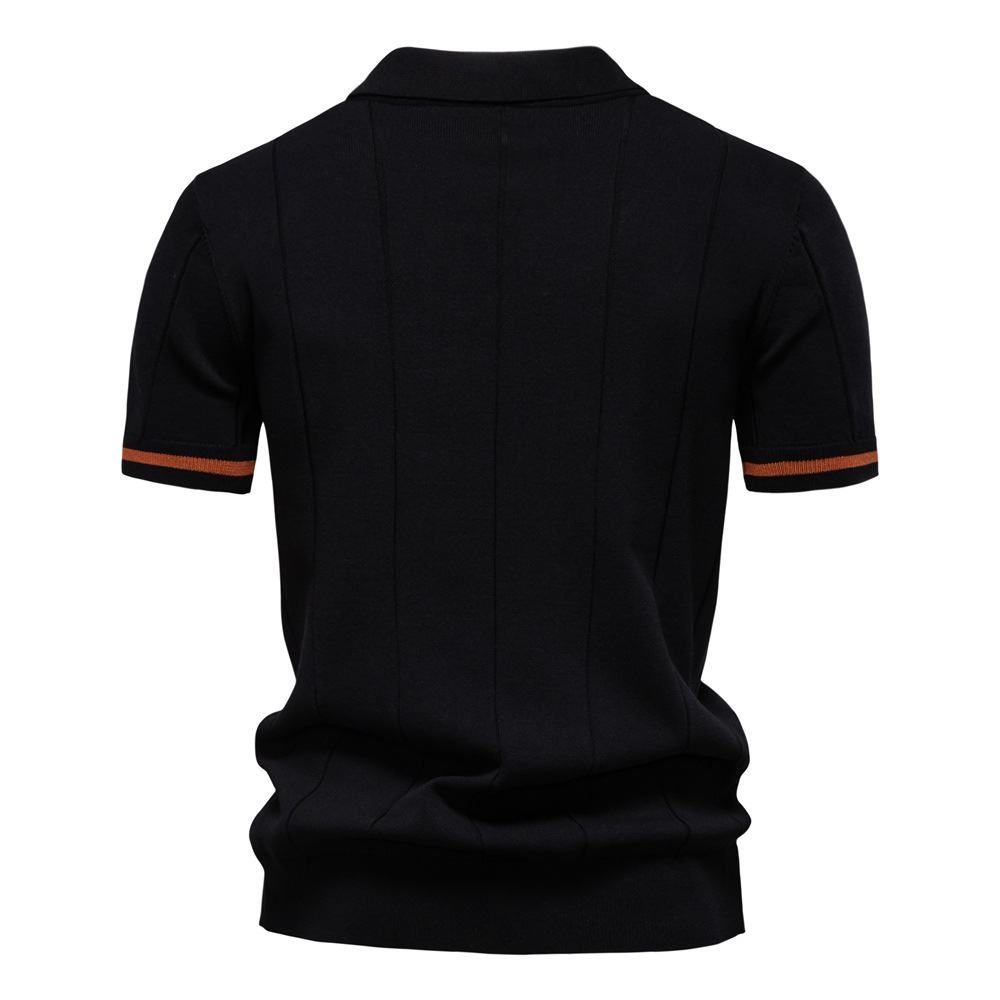 Stylish comfort in a men's Jacques Remy ribbed polo, a short-sleeve top for modern everyday wear.