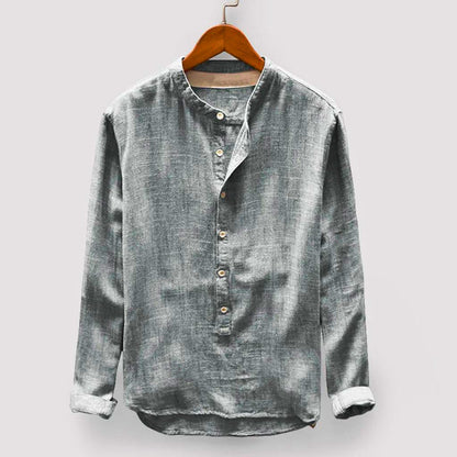 Men's comfortable Japanese style pullover shirt, modern design. Long sleeve for versatile, casual fashion.