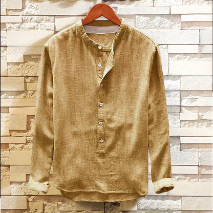 Modern men's Japanese inspired pullover shirt. Comfortable, long sleeve top for a versatile & timeless look.