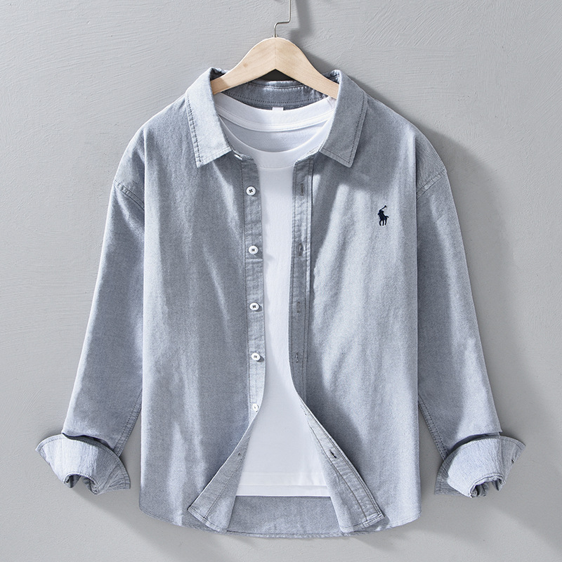 Tailored fit men's button-front shirt, the Julian features a classic design with a unique striped placket.