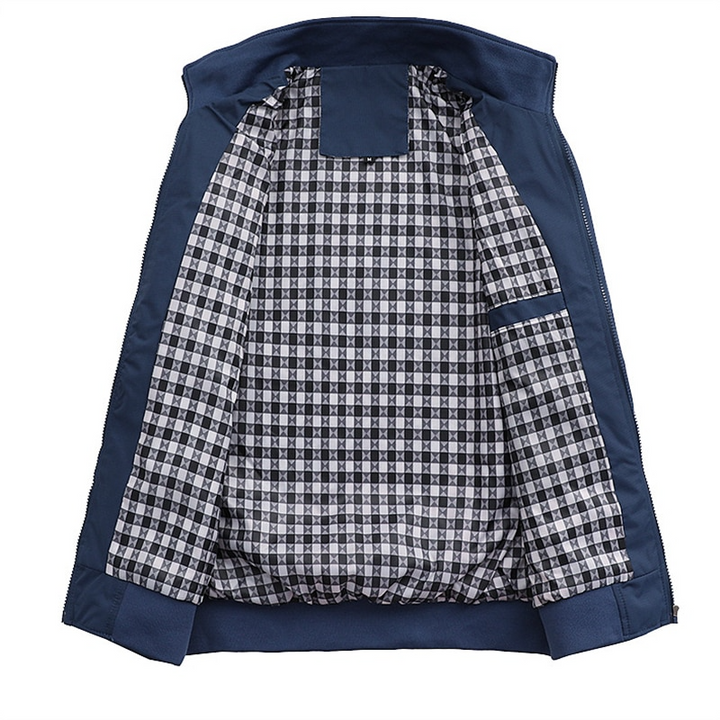 Slim fit men's bomber jacket with a modern design and convenient hidden pocket, ideal for everyday fashion.