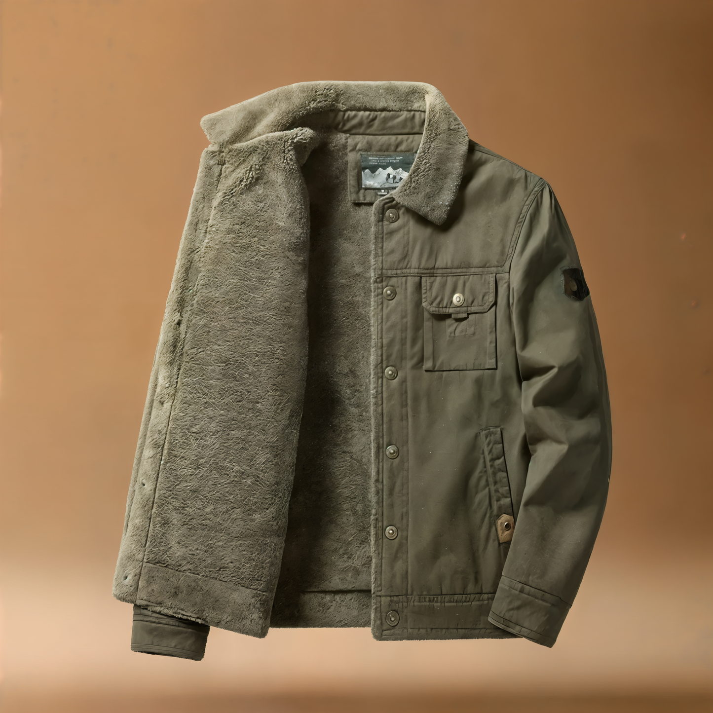 Stylish men's cotton blend trucker jacket with warm sherpa lining, perfect for casual winter.