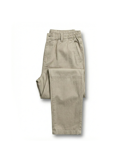Men's khaki stretch chinos, straight fit, comfortable cotton trousers for all-day wear & casual style.