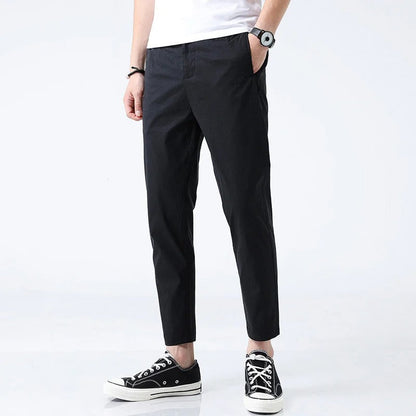 Olive green men's straight fit stretch chinos, soft cotton for comfortable, everyday casual wear.