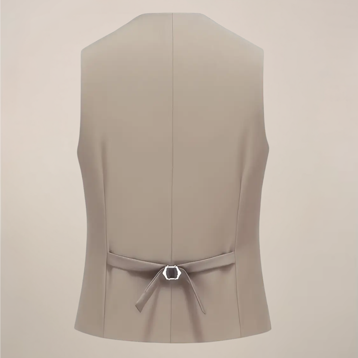 Elegant khaki slim fit men's tuxedo-style three-piece suit, great for weddings & special occasions.