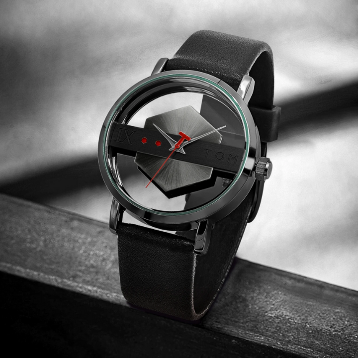 Stylish men's Kinetic Orbit Watch with an innovative dial, paired with a classic genuine leather strap.