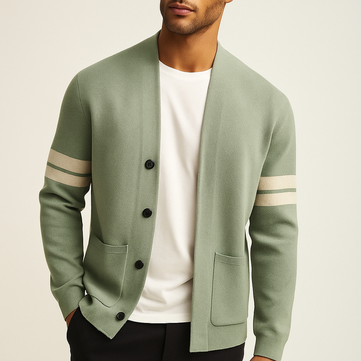 Men's knit cardigan, a casual layer offering effortless style and modern comfort fashion.