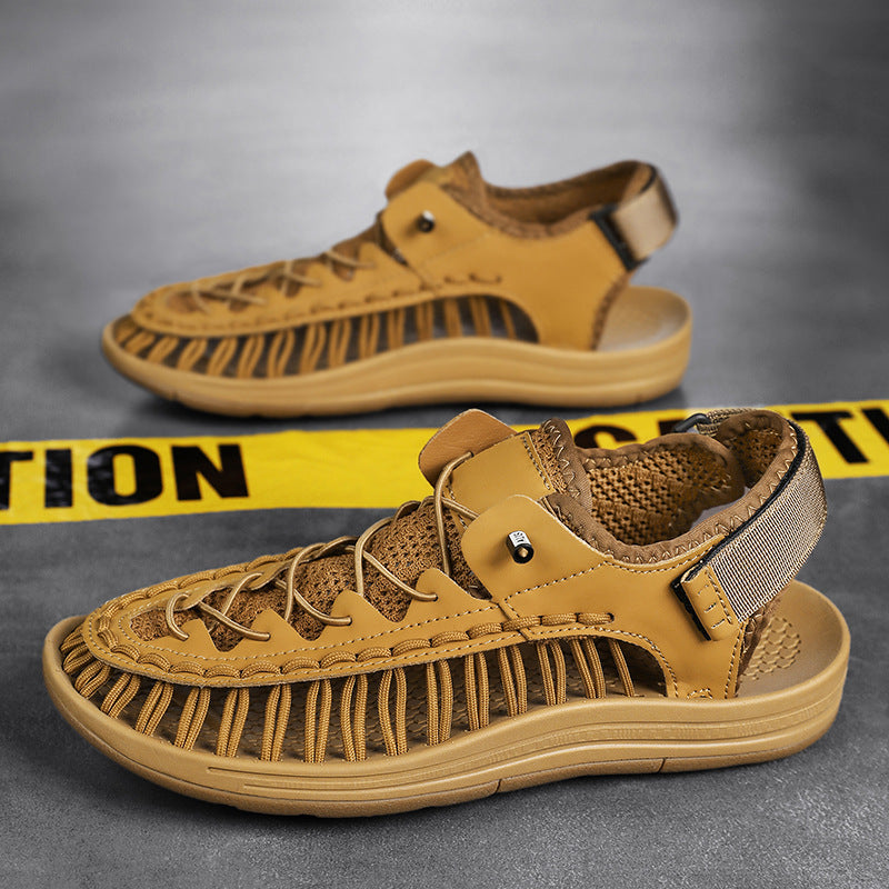 Men's Knox Ryder quick-dry water sandals on a beach, highlighting their quick-dry feature for summer.