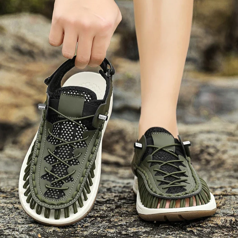 Khaki Men's Knox Ryder quick-dry outdoor sandals, perfect for summer hikes, water sports & casual wear.