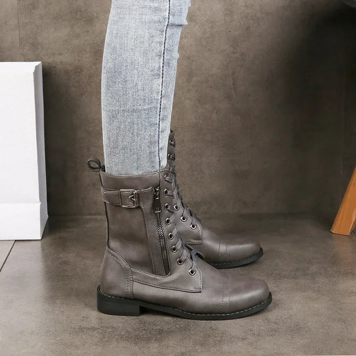 Comfortable & stylish men's lace-up boots with side zipper and durable sole for everyday versatility.