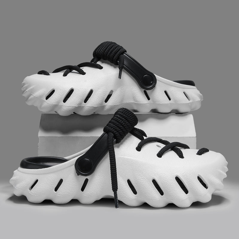 Comfortable & lightweight mens laced clogs, water-friendly for versatile outdoor use.