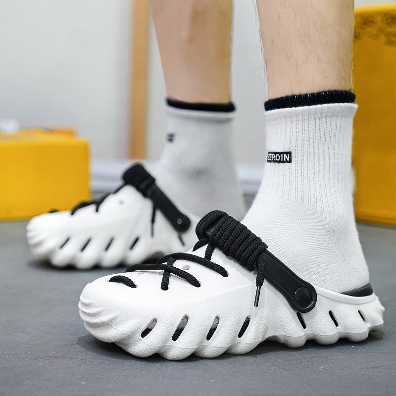 Custom style mens clogs: breathable, water-friendly, and laced for versatile comfort.