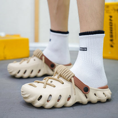 Stylish mens laced clogs, offering supreme comfort and custom look for any activity.