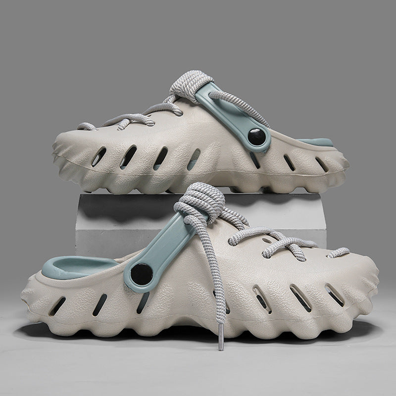 Unique style mens clogs with custom laces, providing ultimate comfort for casual use.