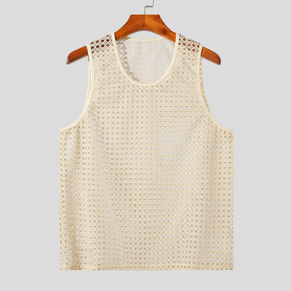 Versatile men's Laguna Aero-Mesh tank top, modern fit, great for casual outings or active summer days.