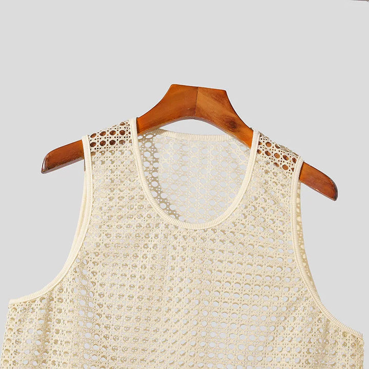 Men's breathable aero mesh tank top, Laguna style, perfect for workouts, beach, or casual summer wear.