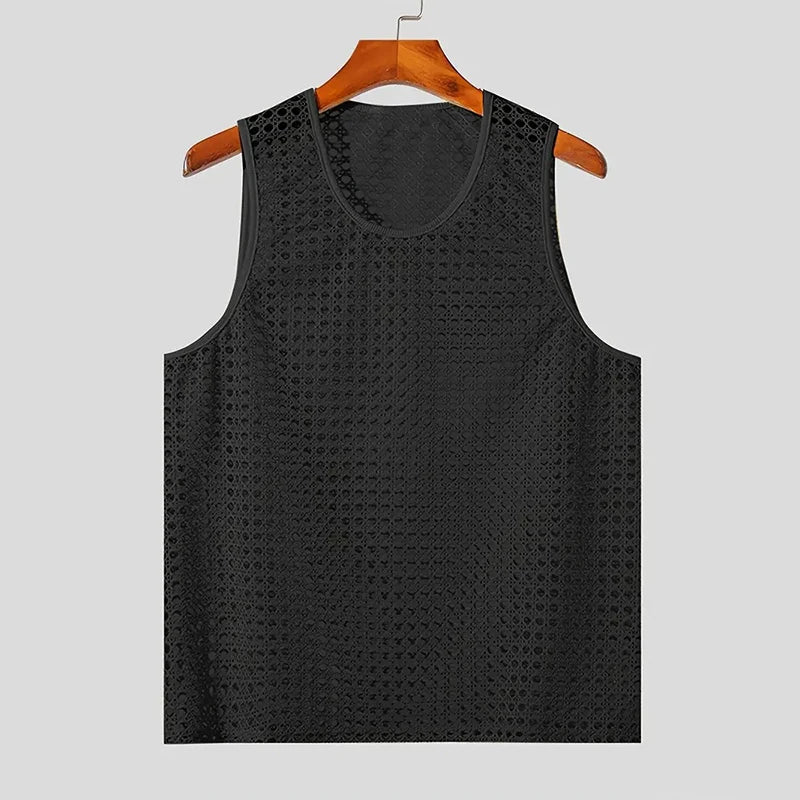 Casual men's Laguna Aero-Mesh tank top, ideal for loungewear, beach days, or breathable summer style.