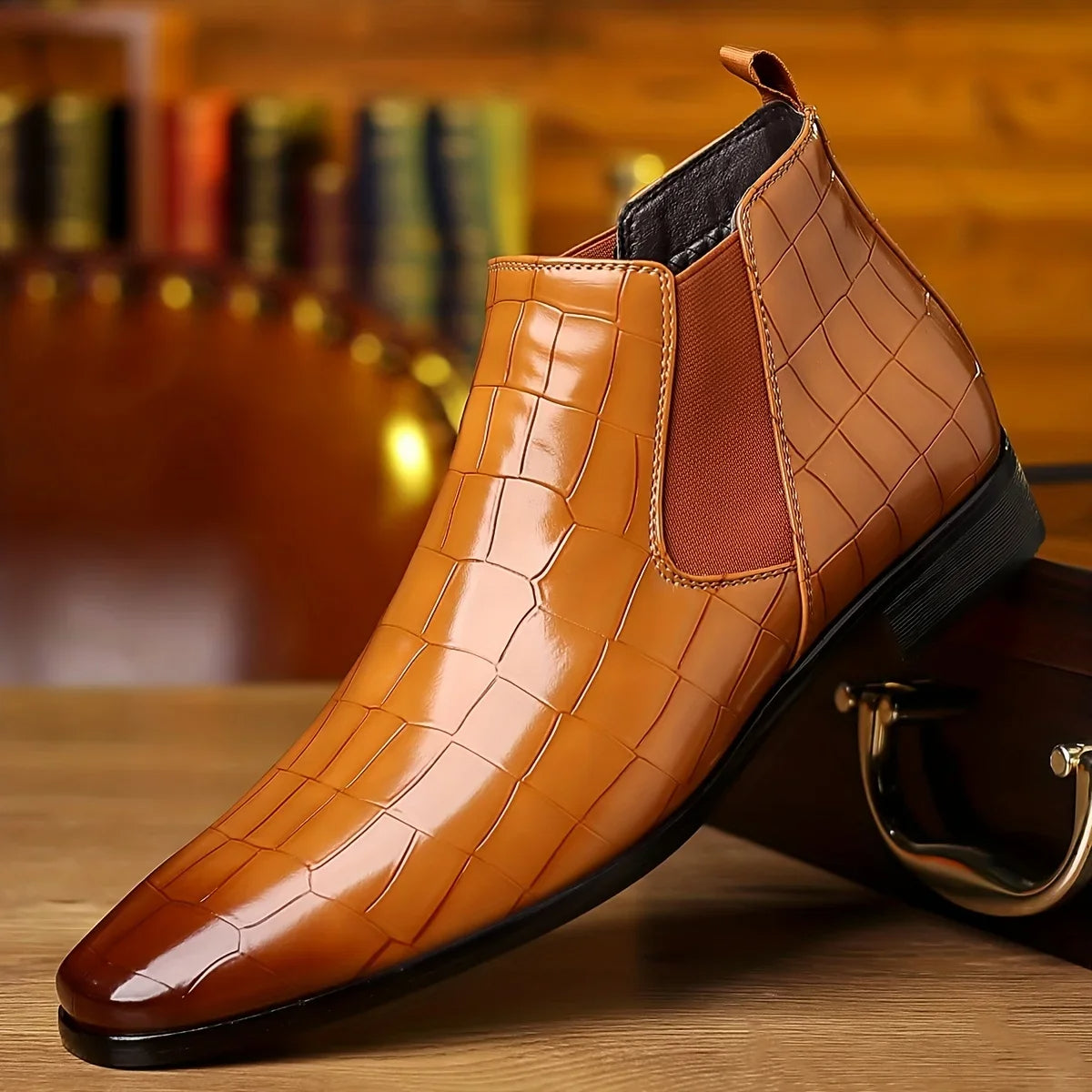 Comfortable men's Lancaster Chelsea boots, versatile for casual & formal wear. Polished ankle slip-ons.