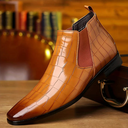 Comfortable men's Lancaster Chelsea boots, versatile for casual & formal wear. Polished ankle slip-ons.
