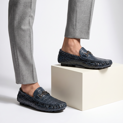 Dressy yet casual men's LANGSTON loafers, featuring a sophisticated crocodile pattern for stylish men's footwear.