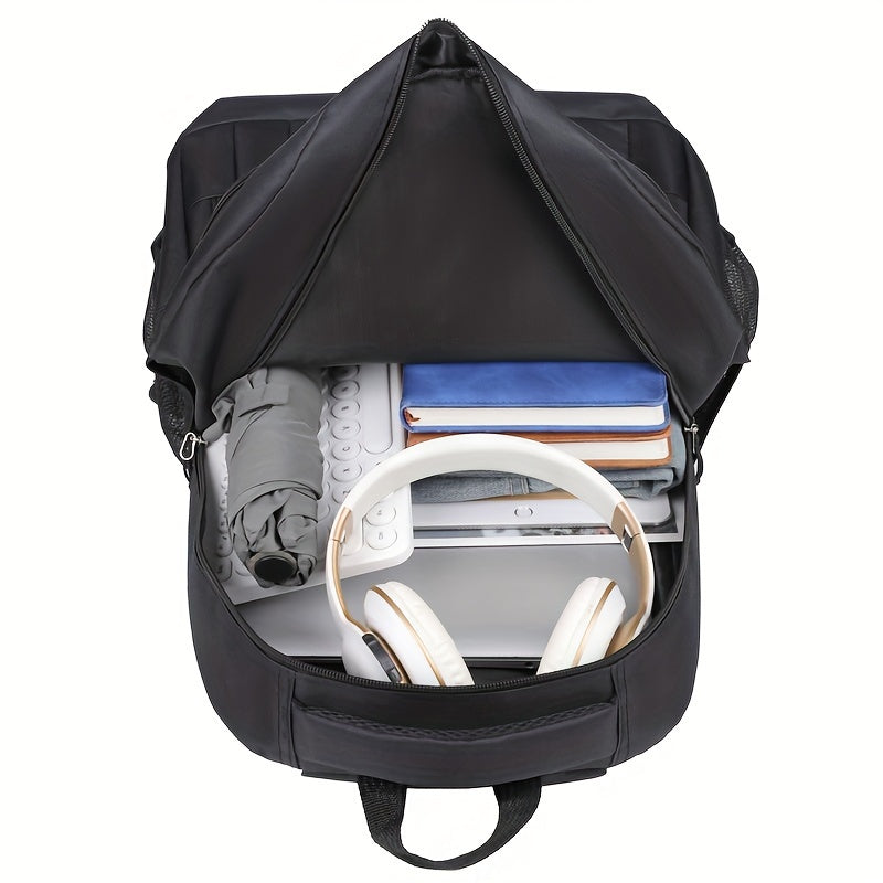Stylish gray men's travel backpack, large capacity for students, work, and daily essentials.